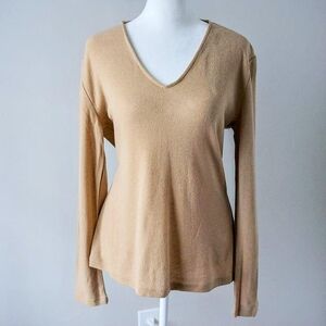 Vintage Giorgio Armani Tan Camel Fine Lightweight Wool Designer Women's Sweater